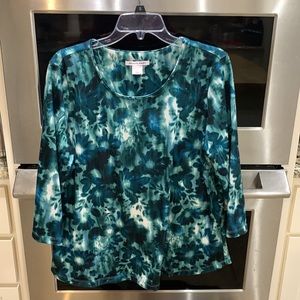 Allison Daley size large fits like XLarge lightweight polyester/spandex top.